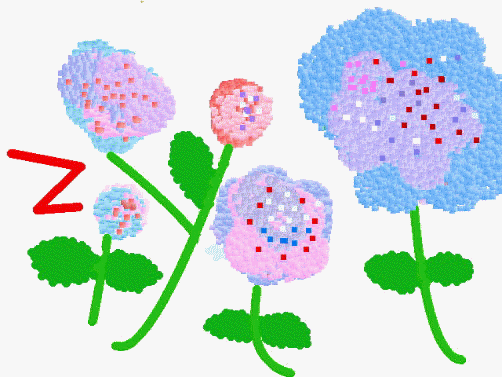 パソコンで描いた紫陽花の絵